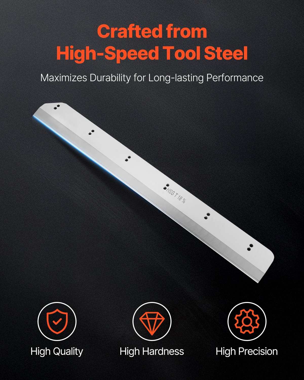 VEVOR Paper Cutter Blade, Heavy Duty Steel Blade Replacement Suitable for Professional Cutter H520TV7/E5208L, Paper Trimmer Machine Spare Blade,650 x 80 x 10 mm