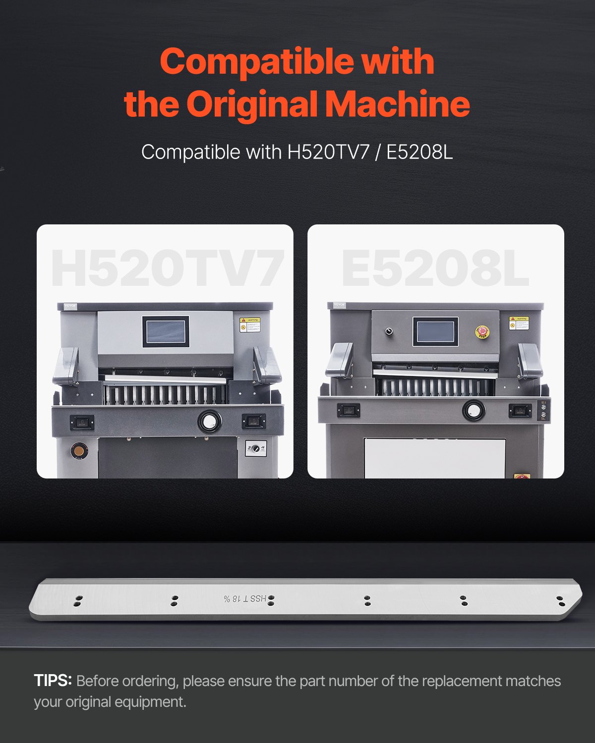 VEVOR Paper Cutter Blade, Heavy Duty Steel Blade Replacement Suitable for Professional Cutter H520TV7/E5208L, Paper Trimmer Machine Spare Blade,650 x 80 x 10 mm