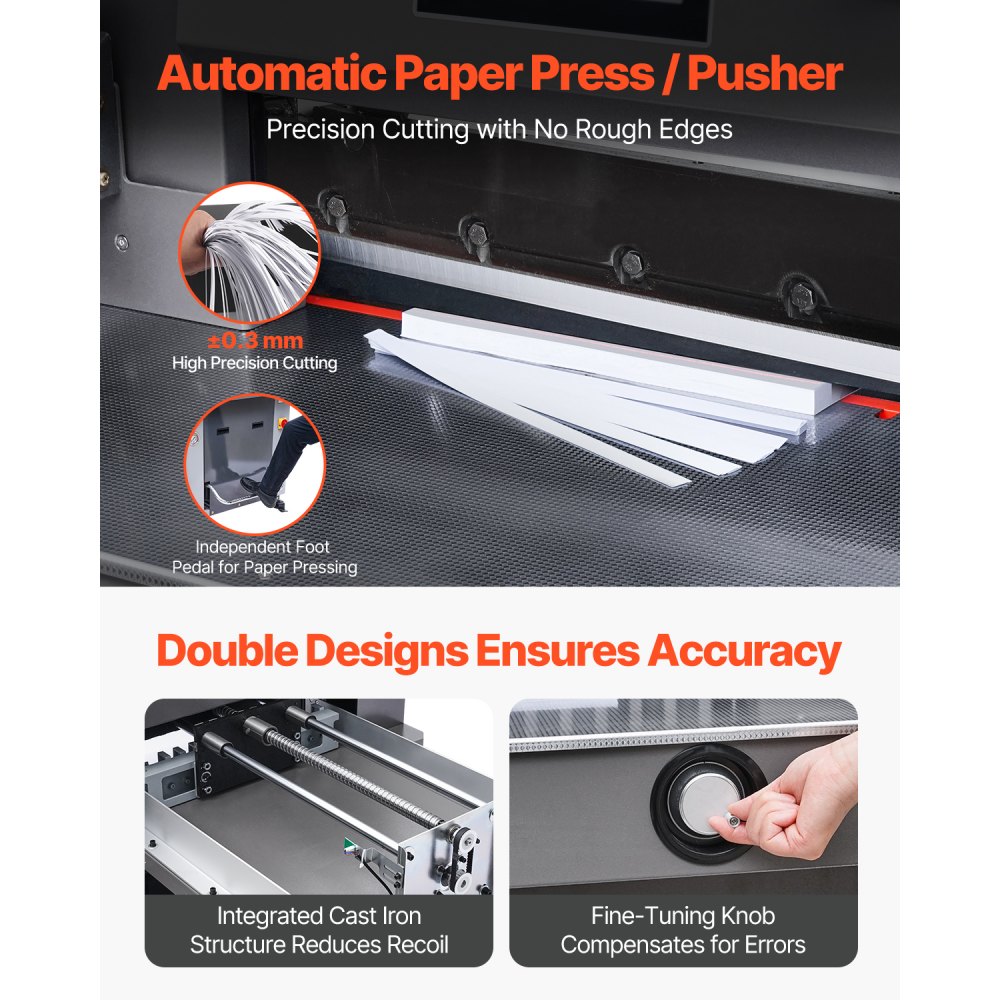 VEVOR Electric Hydraulic Paper Cutter, 2500W Heavy Duty Paper Cutter Machine 20.2 in/515 mm Cutting Width, 3.1 in/80 mm Cutting Thickness, Electric Guillotine Trimmer with Casters & Infrared Function