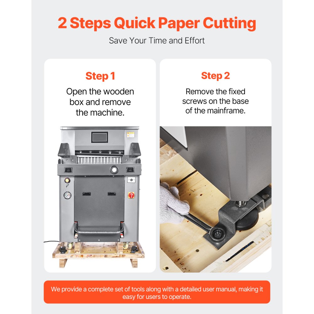 VEVOR Electric Hydraulic Paper Cutter, 2500W Heavy Duty Paper Cutter Machine 20.2 in/515 mm Cutting Width, 3.1 in/80 mm Cutting Thickness, Electric Guillotine Trimmer with Casters & Infrared Function