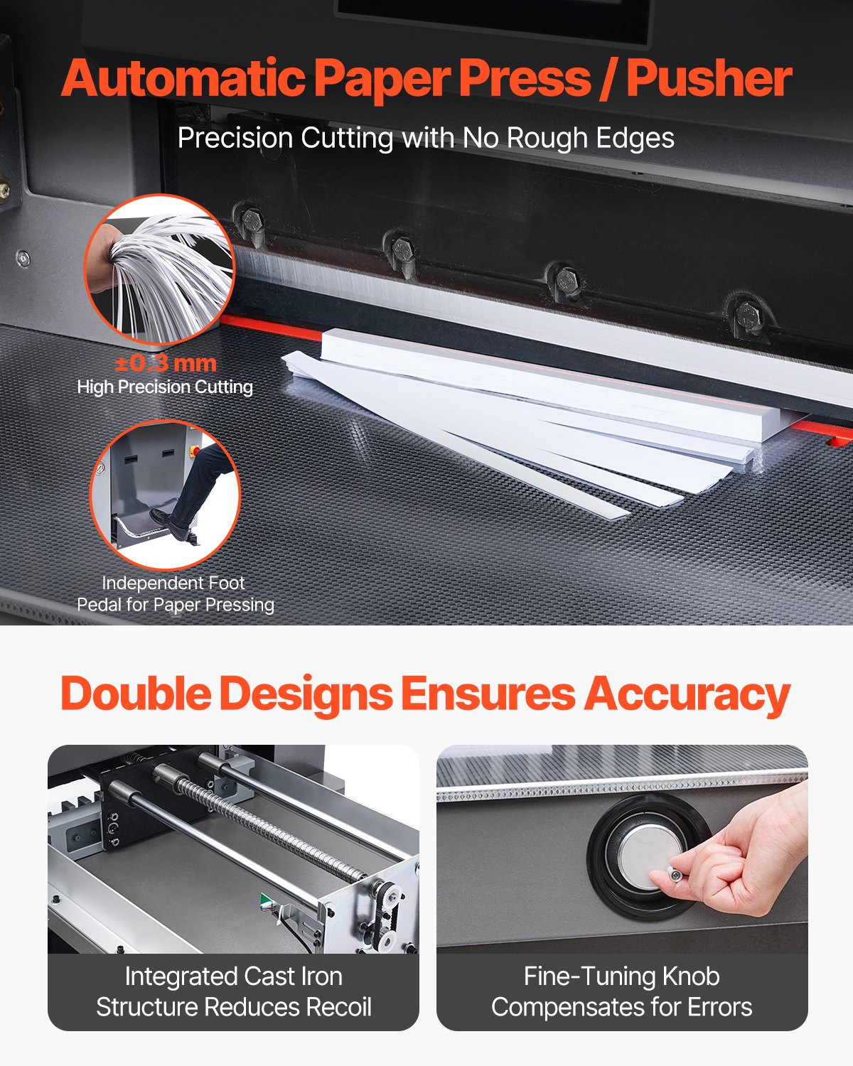 VEVOR Electric Hydraulic Paper Cutter, 2500W Heavy Duty Paper Cutter Machine 20.2 in/515 mm Cutting Width, 3.1 in/80 mm Cutting Thickness, Electric Guillotine Trimmer with Casters & Infrared Function