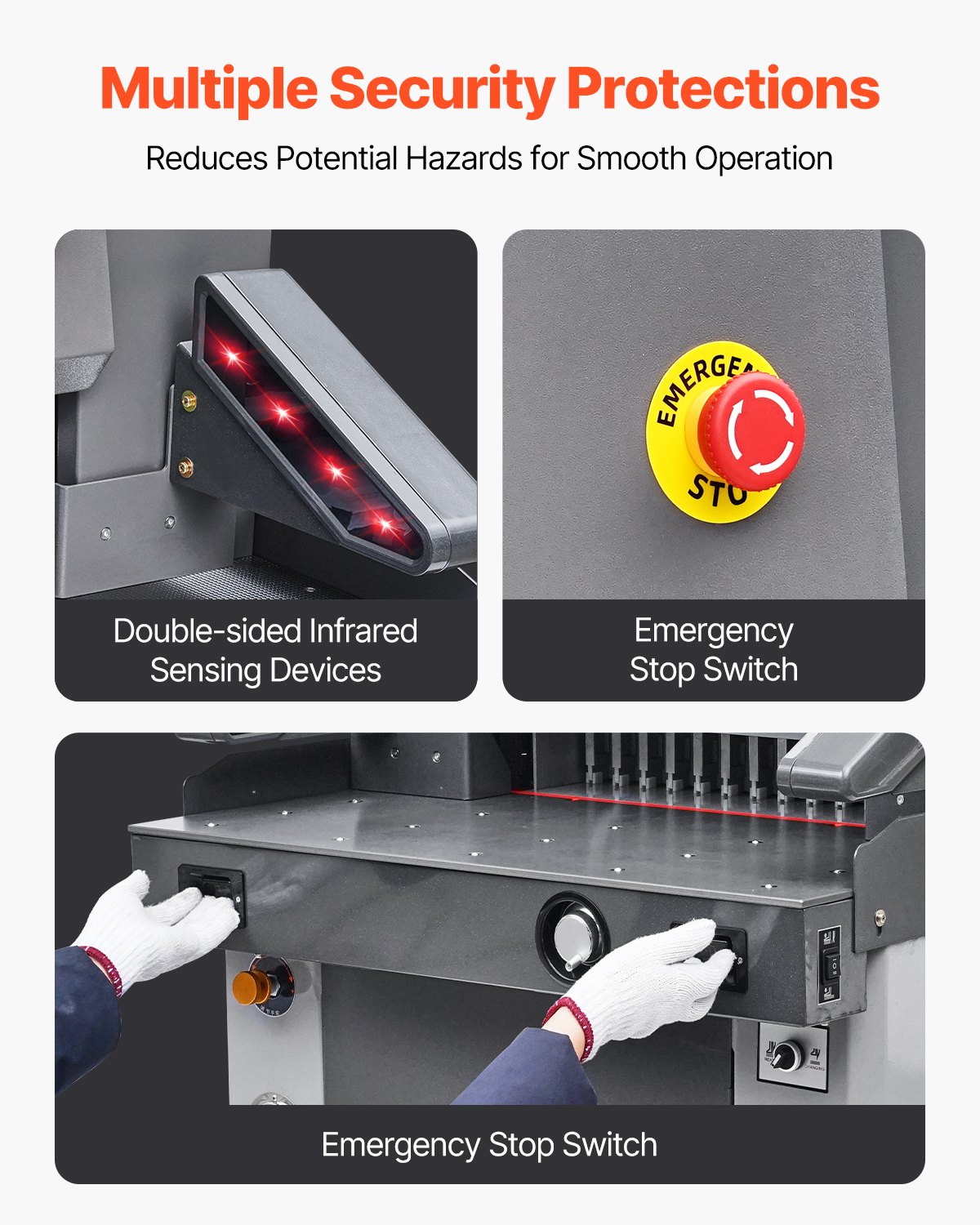 VEVOR Electric Hydraulic Paper Cutter, 2500W Heavy Duty Paper Cutter Machine 20.2 in/515 mm Cutting Width, 3.1 in/80 mm Cutting Thickness, Electric Guillotine Trimmer with Casters & Infrared Function