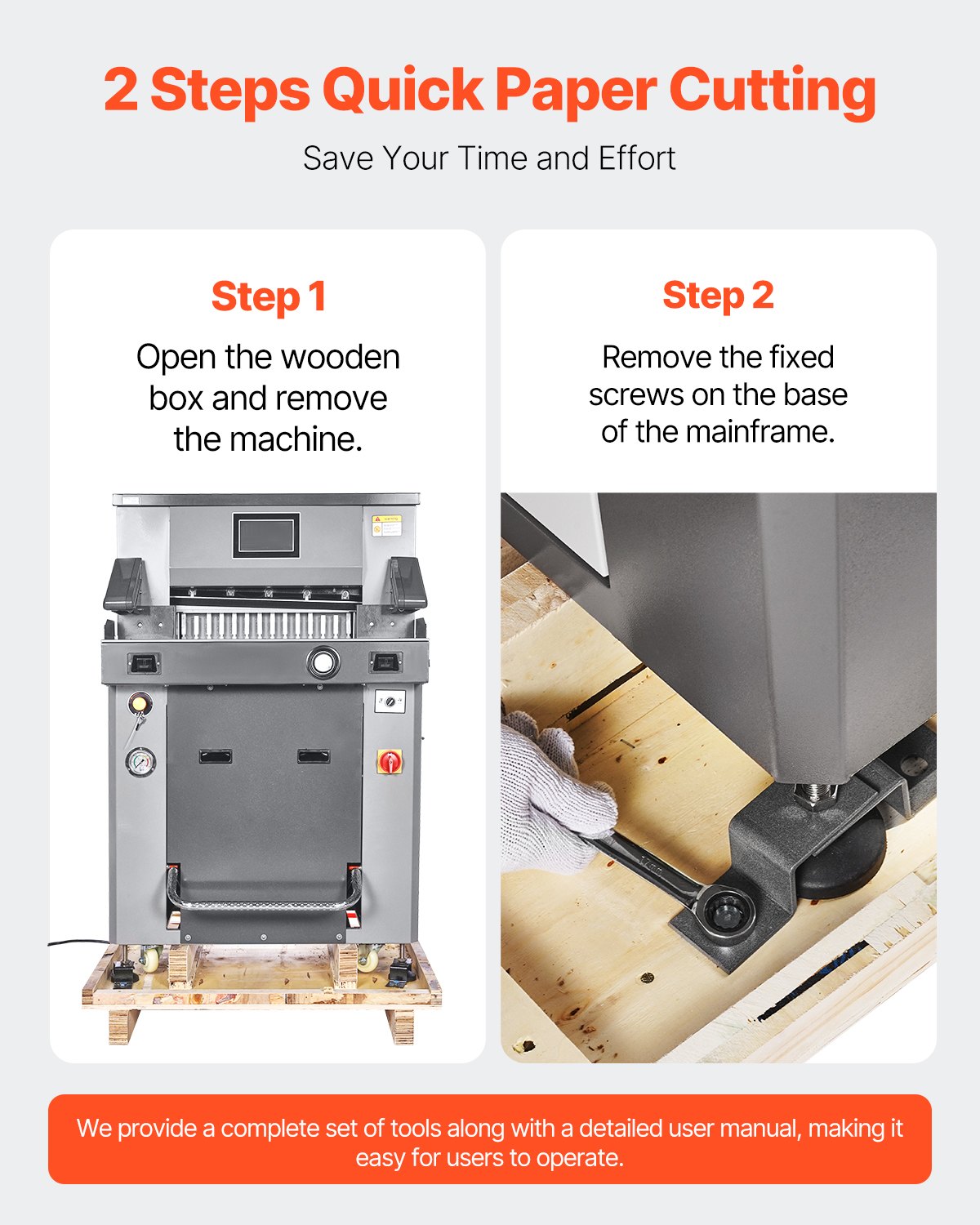 VEVOR Electric Hydraulic Paper Cutter, 2500W Heavy Duty Paper Cutter Machine 20.2 in/515 mm Cutting Width, 3.1 in/80 mm Cutting Thickness, Electric Guillotine Trimmer with Casters & Infrared Function