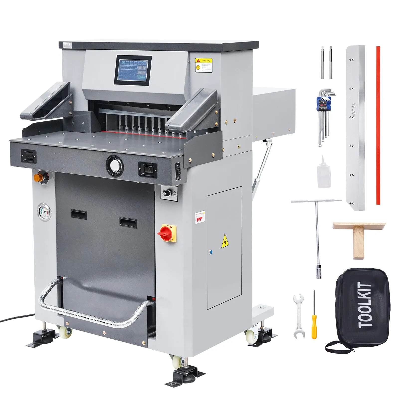 VEVOR Electric Hydraulic Paper Cutter, 2500W Heavy Duty Paper Cutter Machine 20.2 in/515 mm Cutting Width, 3.1 in/80 mm Cutting Thickness, Electric Guillotine Trimmer with Casters & Infrared Function