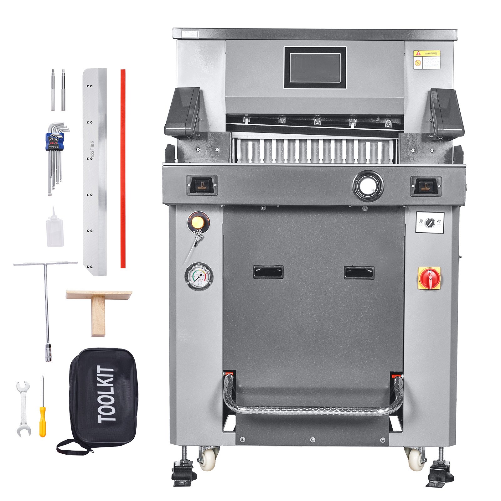 VEVOR Electric Hydraulic Paper Cutter, 2500W Heavy Duty Paper Cutter Machine 20.2 in/515 mm Cutting Width, 3.1 in/80 mm Cutting Thickness, Electric Guillotine Trimmer with Casters & Infrared Function