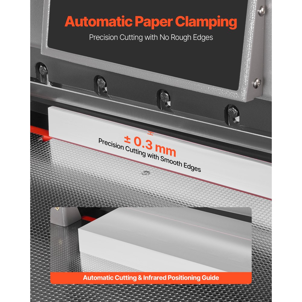 VEVOR Electric Paper Cutter, Metal Programmable Paper Cutter Machine, 17.99 inch Cutting Width, 2.28 inch Cutting Thickness, Electric Hydraulic Guillotine Trimmer with Infrared Function & Spare Blade