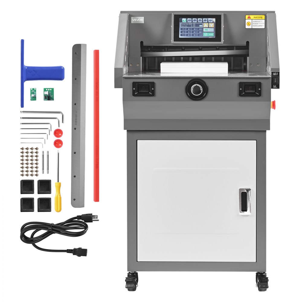 VEVOR Electric Paper Cutter, Metal Programmable Paper Cutter Machine, 17.99 inch Cutting Width, 2.28 inch Cutting Thickness, Electric Hydraulic Guillotine Trimmer with Infrared Function & Spare Blade