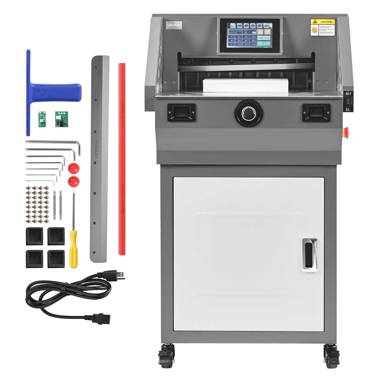 VEVOR Electric Paper Cutter, Metal Programmable Paper Cutter Machine, 17.99 inch Cutting Width, 2.28 inch Cutting Thickness, Electric Hydraulic Guillotine Trimmer with Infrared Function & Spare Blade