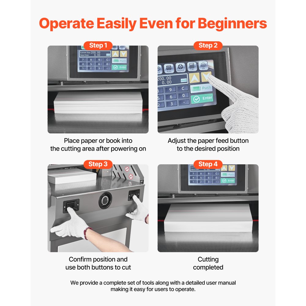 VEVOR Electric Paper Cutter, Metal Programmable Paper Cutter Machine, 457 mm Cutting Width, 58 mm Cutting Thickness, Electric Hydraulic Guillotine Trimmer with Infrared Function & Spare Blade
