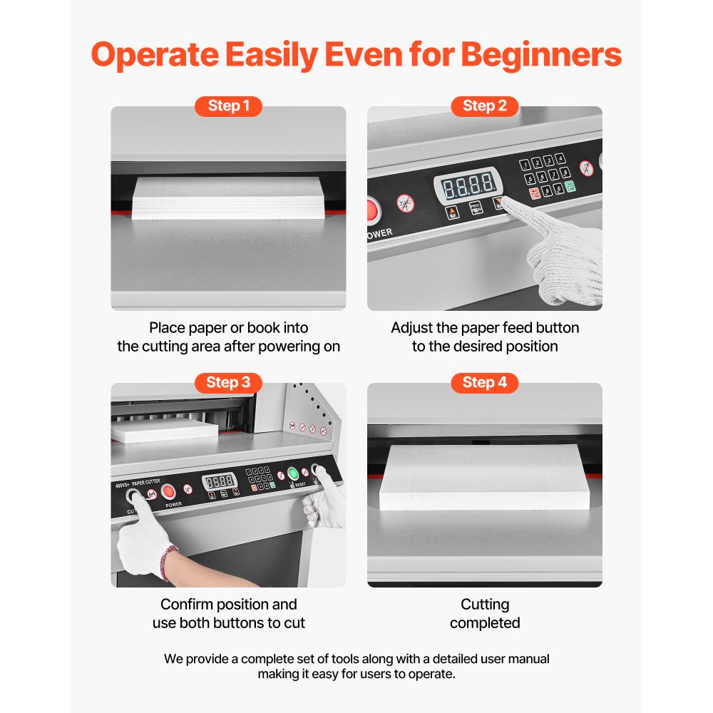 VEVOR Electric Paper Cutter, Heavy Duty Metal Paper Cutter Machine, 18.9 inch Cutting Width, 1.97 inch Cutting Thickness, Electric Hydraulic Guillotine Trimmer with Infrared Function & Spare Blade