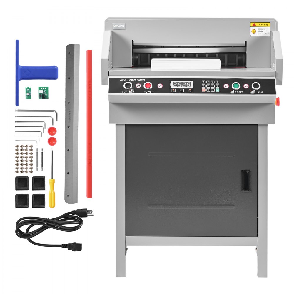 VEVOR Electric Paper Cutter, Heavy Duty Metal Paper Cutter Machine, 18.9 inch Cutting Width, 1.97 inch Cutting Thickness, Electric Hydraulic Guillotine Trimmer with Infrared Function & Spare Blade