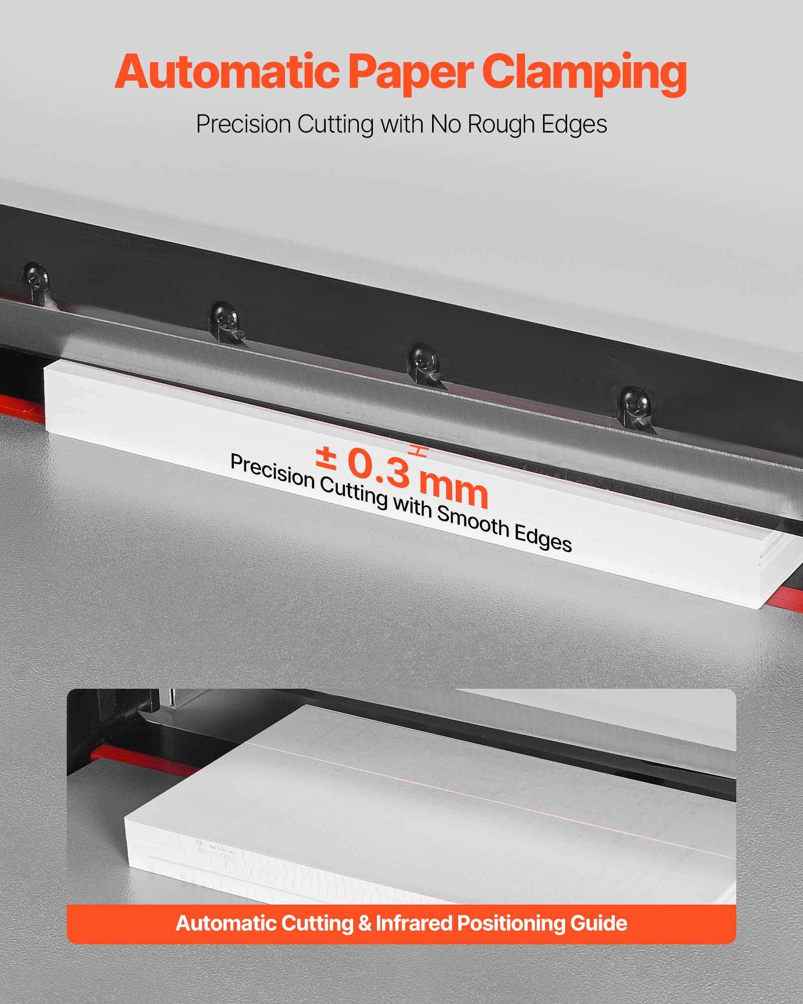 VEVOR Electric Paper Cutter, Heavy Duty Metal Paper Cutter Machine, 18.9 inch Cutting Width, 1.97 inch Cutting Thickness, Electric Hydraulic Guillotine Trimmer with Infrared Function & Spare Blade