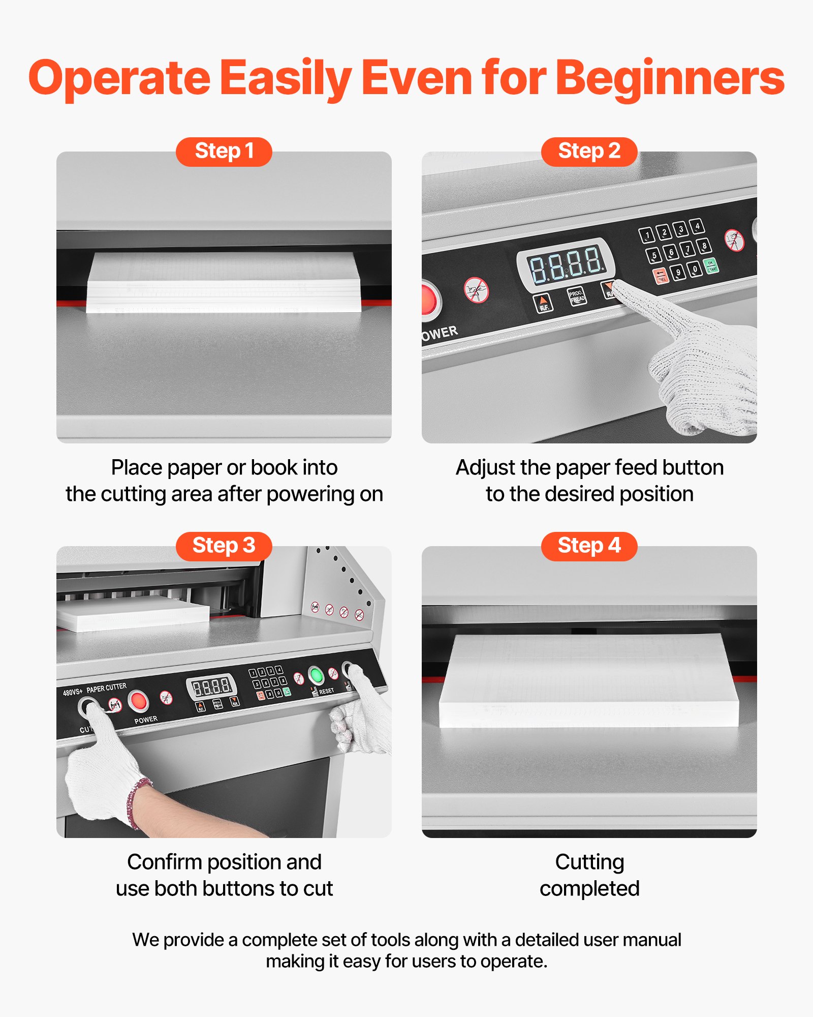 VEVOR Electric Paper Cutter, Heavy Duty Metal Paper Cutter Machine, 18.9 inch Cutting Width, 1.97 inch Cutting Thickness, Electric Hydraulic Guillotine Trimmer with Infrared Function & Spare Blade