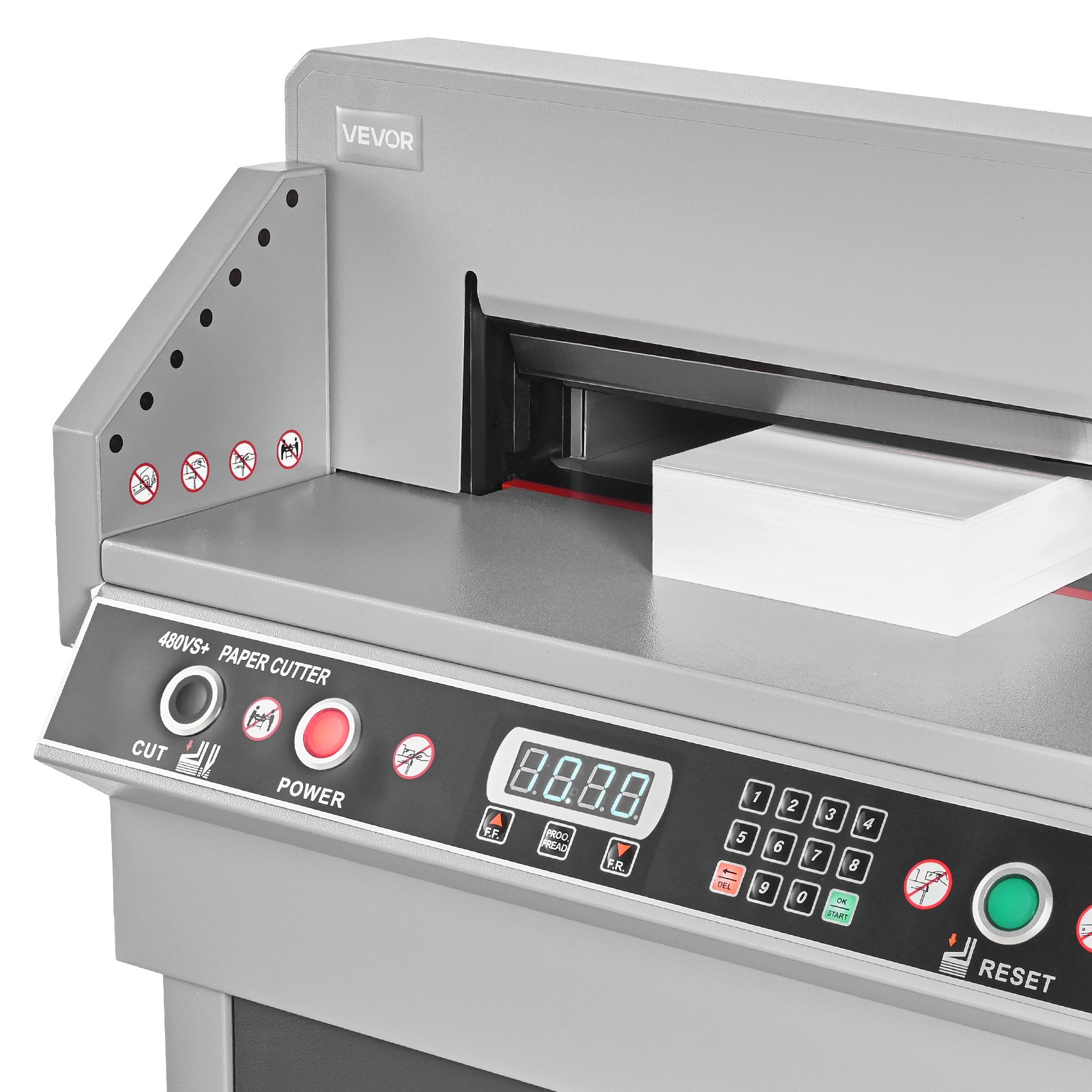 VEVOR Electric Paper Cutter, Heavy Duty Metal Paper Cutter Machine, 18.9 inch Cutting Width, 1.97 inch Cutting Thickness, Electric Hydraulic Guillotine Trimmer with Infrared Function & Spare Blade