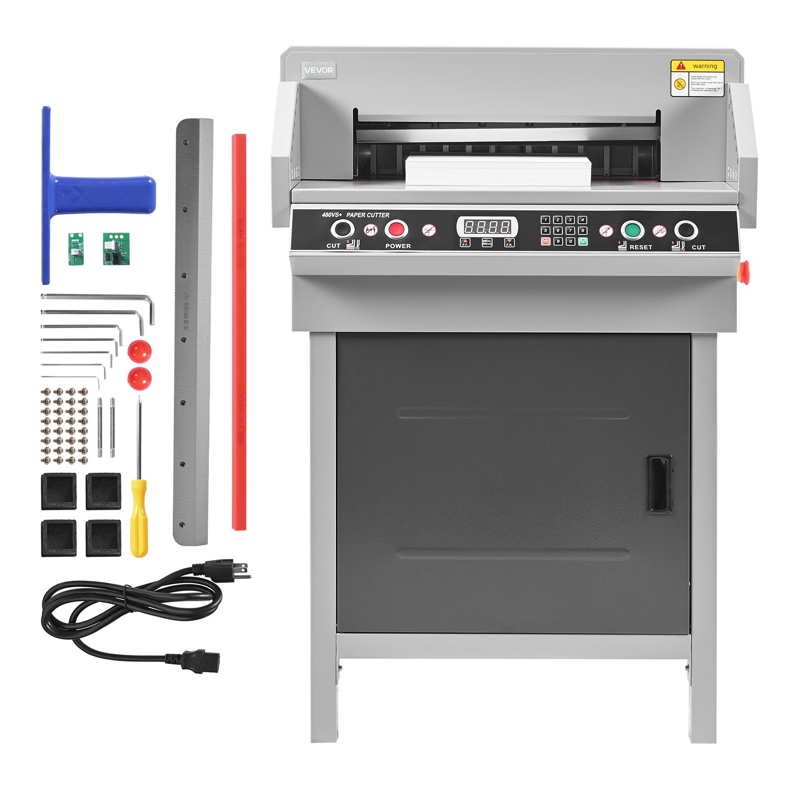 VEVOR Electric Paper Cutter, Heavy Duty Metal Paper Cutter Machine, 18.9 inch Cutting Width, 1.97 inch Cutting Thickness, Electric Hydraulic Guillotine Trimmer with Infrared Function & Spare Blade