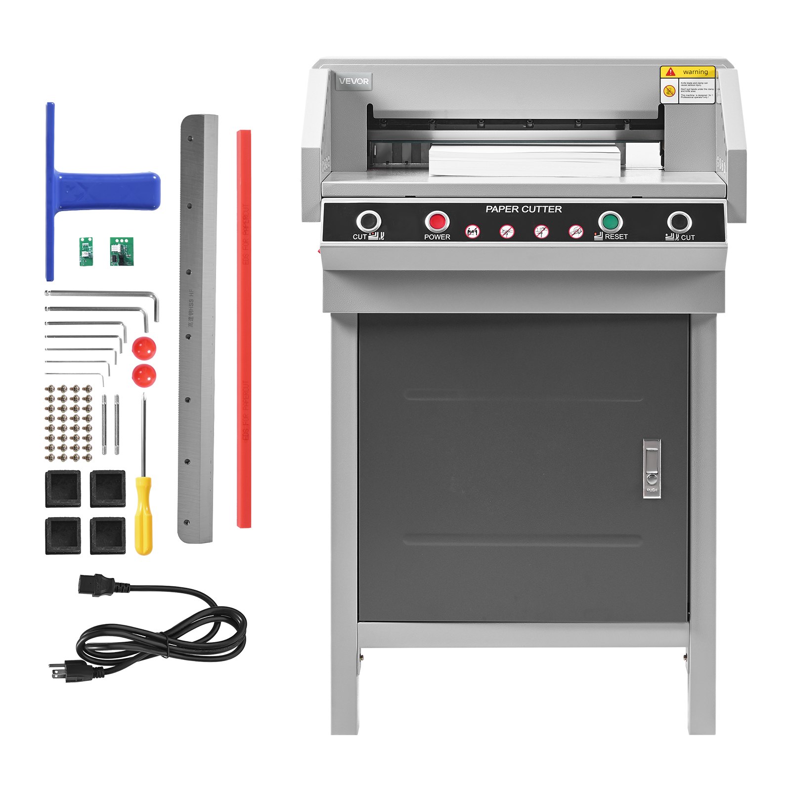 VEVOR Electric Paper Cutter, Heavy Duty Metal Paper Cutter Machine, 17.72 inch Cutting Width, 1.57 inch Cutting Thickness, Electric Guillotine Trimmer with Infrared Function and Spare Blade