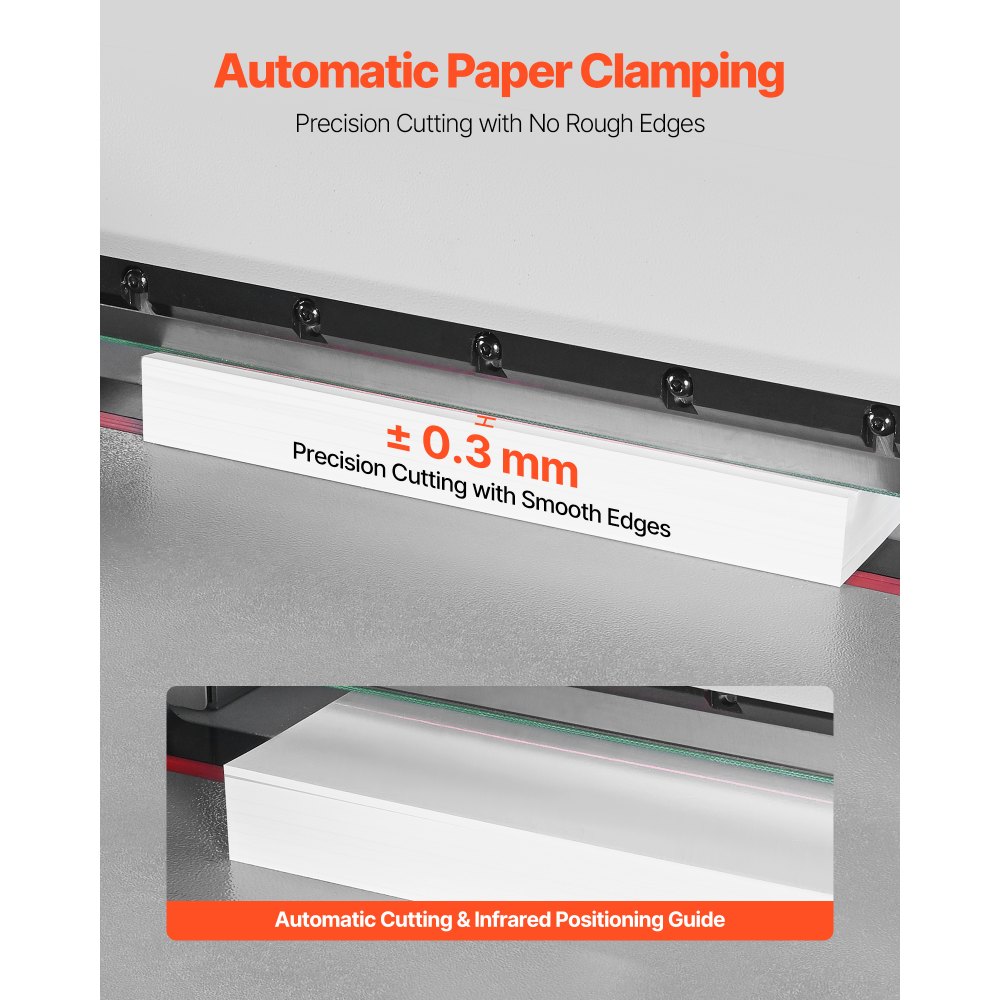 VEVOR Electric Paper Cutter, Heavy Duty Metal Paper Cutter Machine, 450 mm Cutting Width, 40 mm Cutting Thickness, Electric Guillotine Trimmer with Infrared Function and Spare Blade
