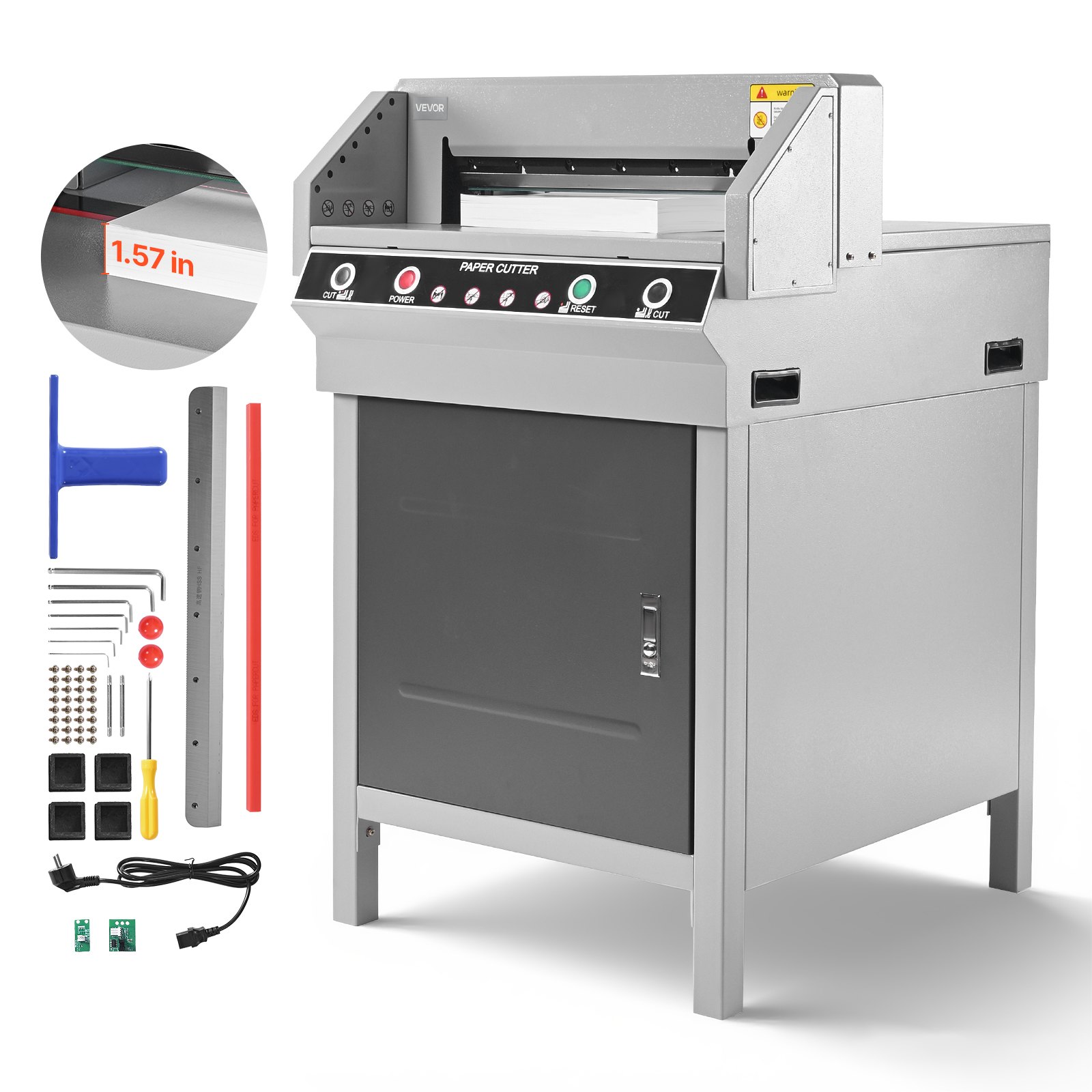 VEVOR Electric Paper Cutter, Heavy Duty Metal Paper Cutter Machine, 450 mm Cutting Width, 40 mm Cutting Thickness, Electric Guillotine Trimmer with Infrared Function and Spare Blade