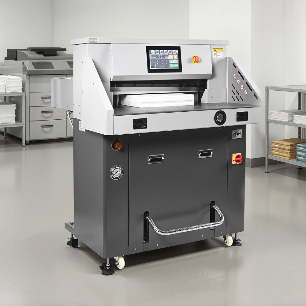 VEVOR Electric Paper Cutter, Metal Hydraulic Paper Cutter Machine, 28 inch Cutting Width, 3.03 inch Cutting Thickness, Large Size Electric Guillotine Trimmer with Infrared Function and Spare Blade