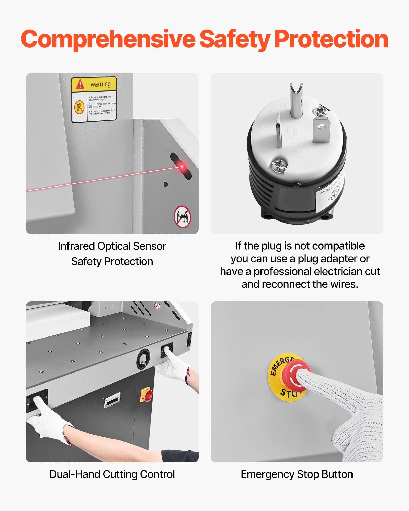 VEVOR Electric Paper Cutter, Metal Hydraulic Paper Cutter Machine, 28 inch Cutting Width, 3.03 inch Cutting Thickness, Large Size Electric Guillotine Trimmer with Infrared Function and Spare Blade