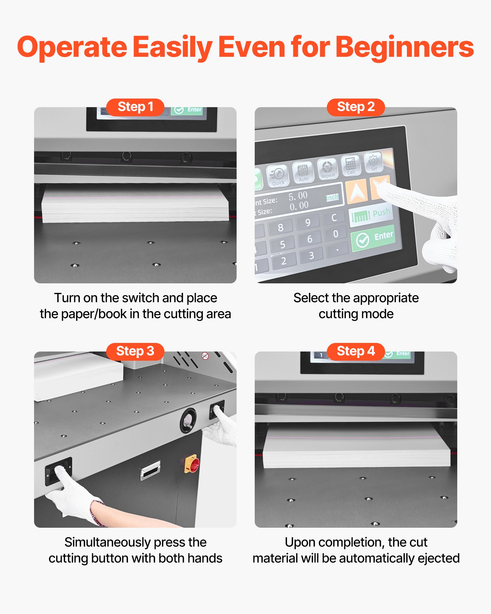 VEVOR Electric Paper Cutter, Metal Hydraulic Paper Cutter Machine, 28 inch Cutting Width, 3.03 inch Cutting Thickness, Large Size Electric Guillotine Trimmer with Infrared Function and Spare Blade