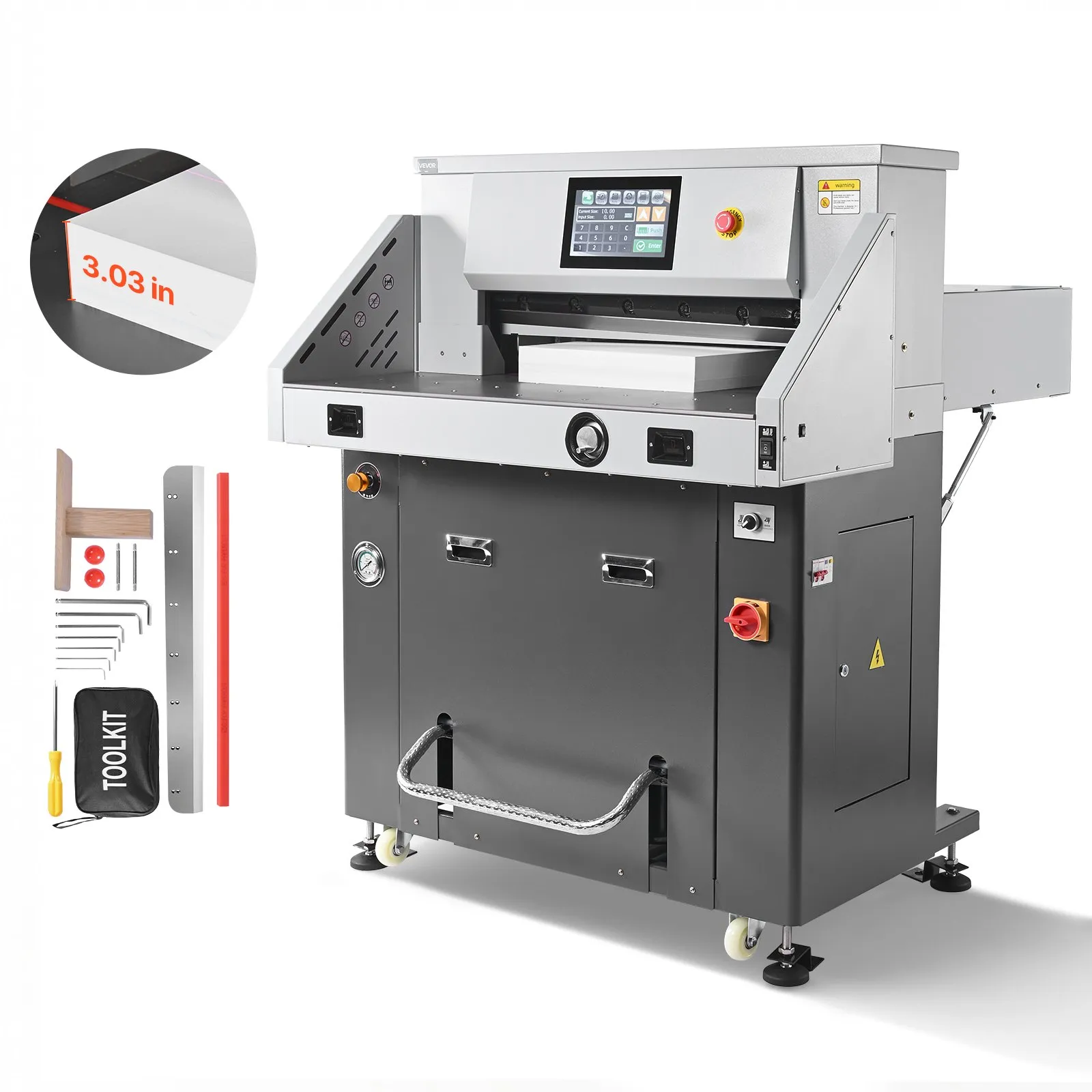 VEVOR Electric Paper Cutter, Metal Hydraulic Paper Cutter Machine, 28 inch Cutting Width, 3.03 inch Cutting Thickness, Large Size Electric Guillotine Trimmer with Infrared Function and Spare Blade