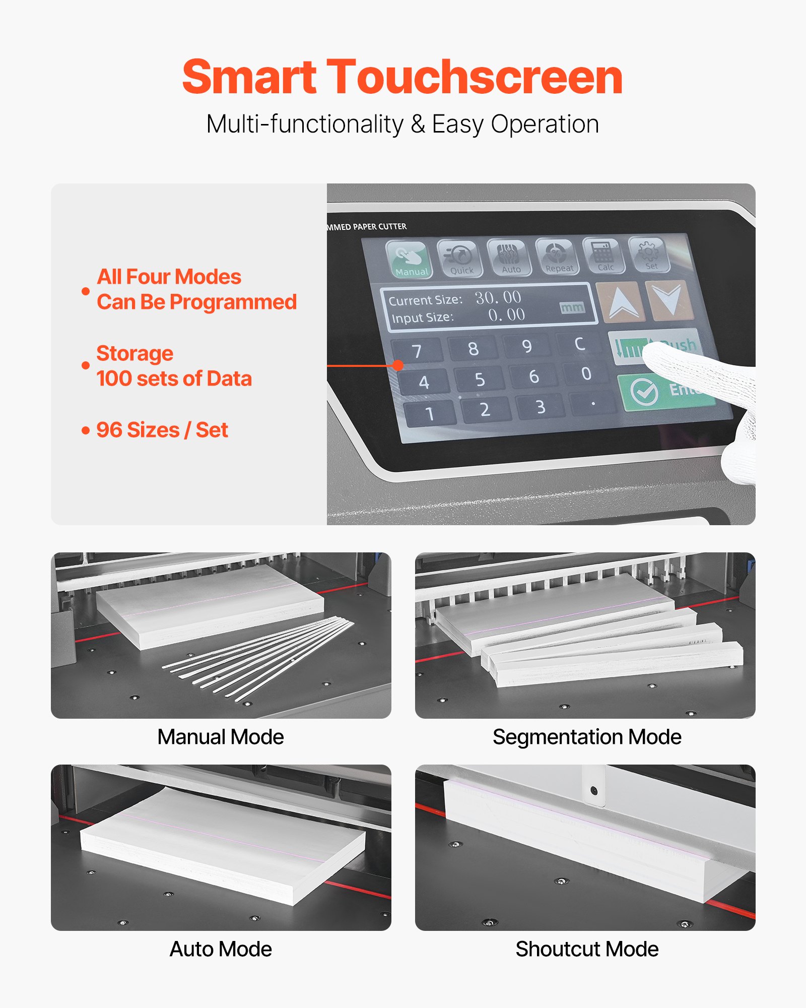 VEVOR Electric Paper Cutter, Metal Hydraulic Paper Cutter Machine, 26 inch Cutting Width, 3.94 inch Cutting Thickness, Large Size Electric Guillotine Trimmer with Infrared Function and Spare Blade