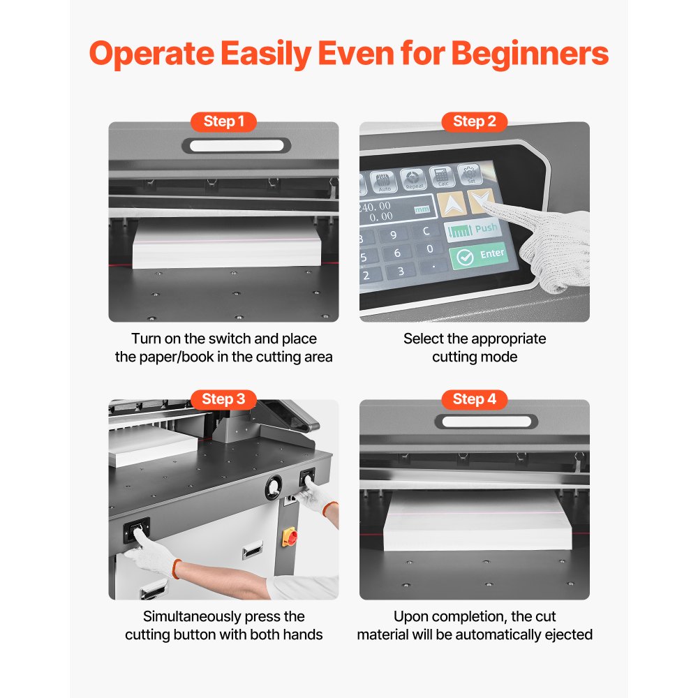 VEVOR Electric Paper Cutter, Metal Hydraulic Paper Cutter Machine, 660 mm Cutting Width, 100 mm Cutting Thickness, Large Size Electric Guillotine Trimmer with Infrared Function and Spare Blade