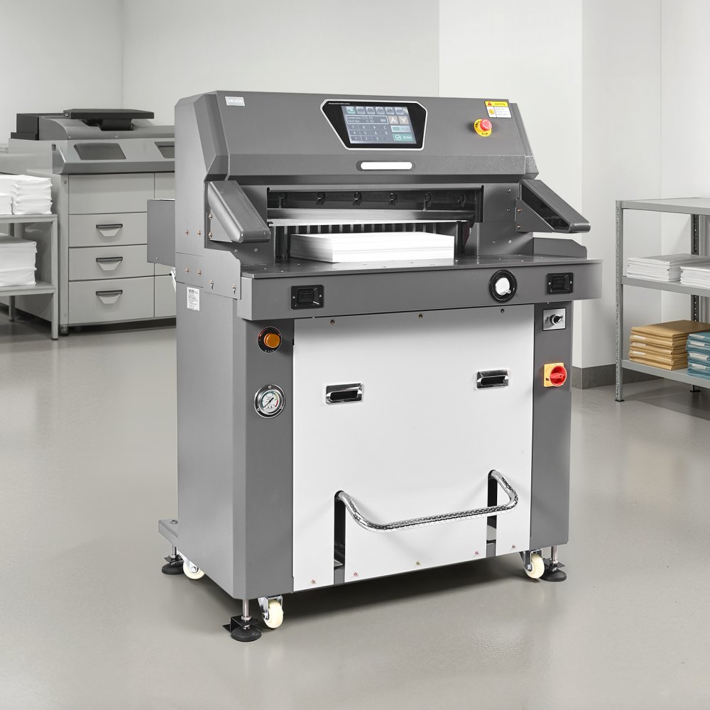 VEVOR Electric Paper Cutter, Metal Hydraulic Paper Cutter Machine, 660 mm Cutting Width, 100 mm Cutting Thickness, Large Size Electric Guillotine Trimmer with Infrared Function and Spare Blade