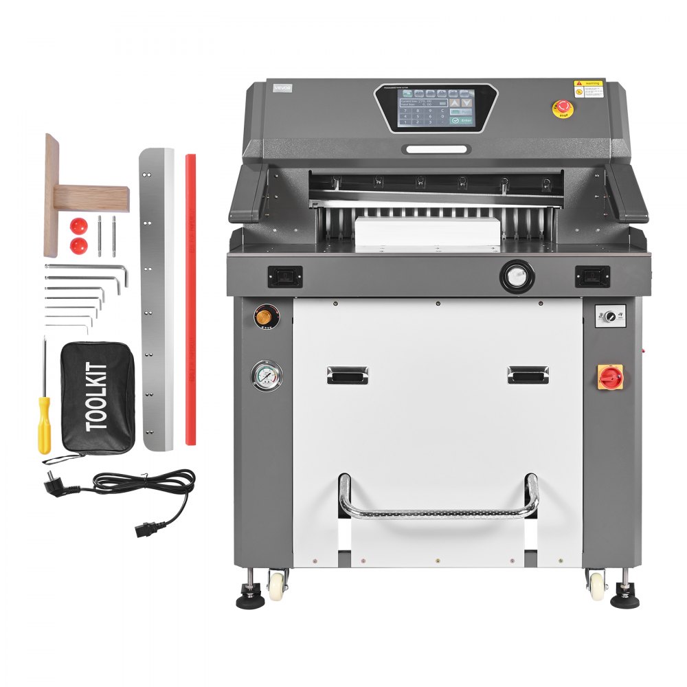 VEVOR Electric Paper Cutter, Metal Hydraulic Paper Cutter Machine, 660 mm Cutting Width, 100 mm Cutting Thickness, Large Size Electric Guillotine Trimmer with Infrared Function and Spare Blade