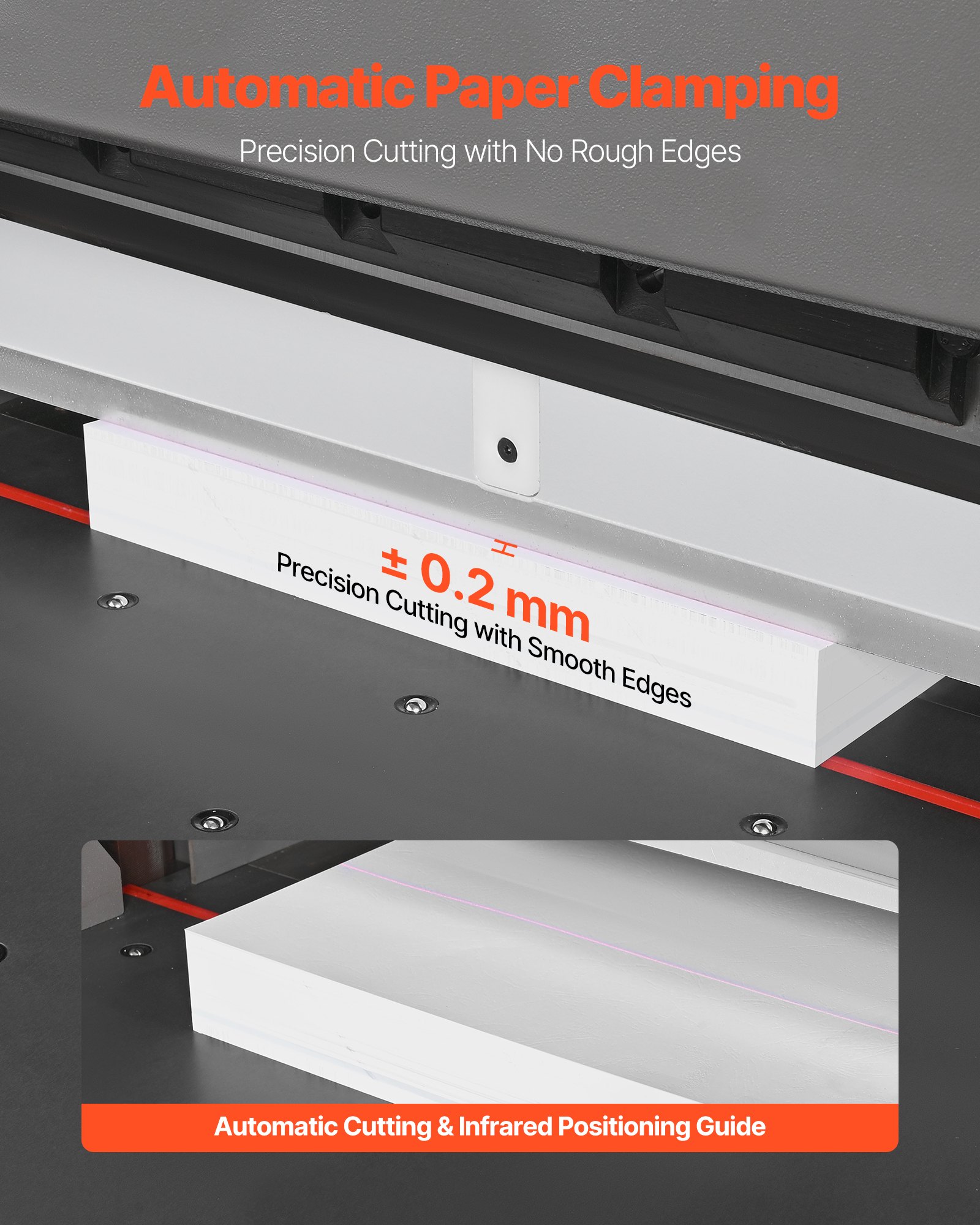 VEVOR Electric Paper Cutter, Metal Hydraulic Paper Cutter Machine, 660 mm Cutting Width, 100 mm Cutting Thickness, Large Size Electric Guillotine Trimmer with Infrared Function and Spare Blade