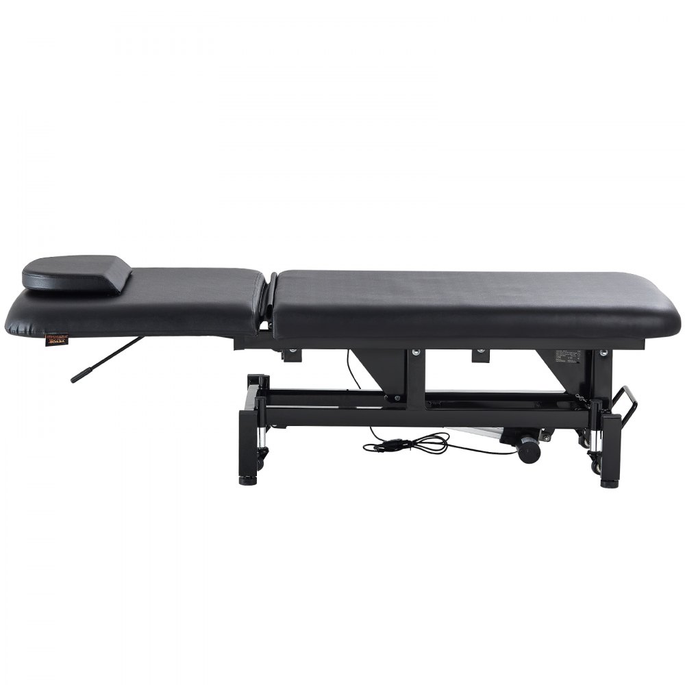 VEVOR Professional Electric Lift Massage Table, 0-45° Adjustable Backrest Medical Table Beauty Bed, Height Adjustable Tattoo Spa Table on Wheels, Electric Massage Table with Headrest, 550LBS