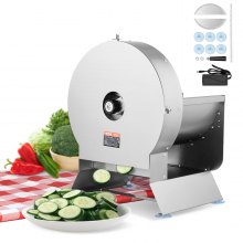 Elektrický krájač zeleniny VEVOR, 0-0,5"/0-12 mm nastaviteľný komerčný stroj na krájanie, konvertibilný na ručný, nerezový krájač potravín, veľký plniaci port na zemiaky, paradajky