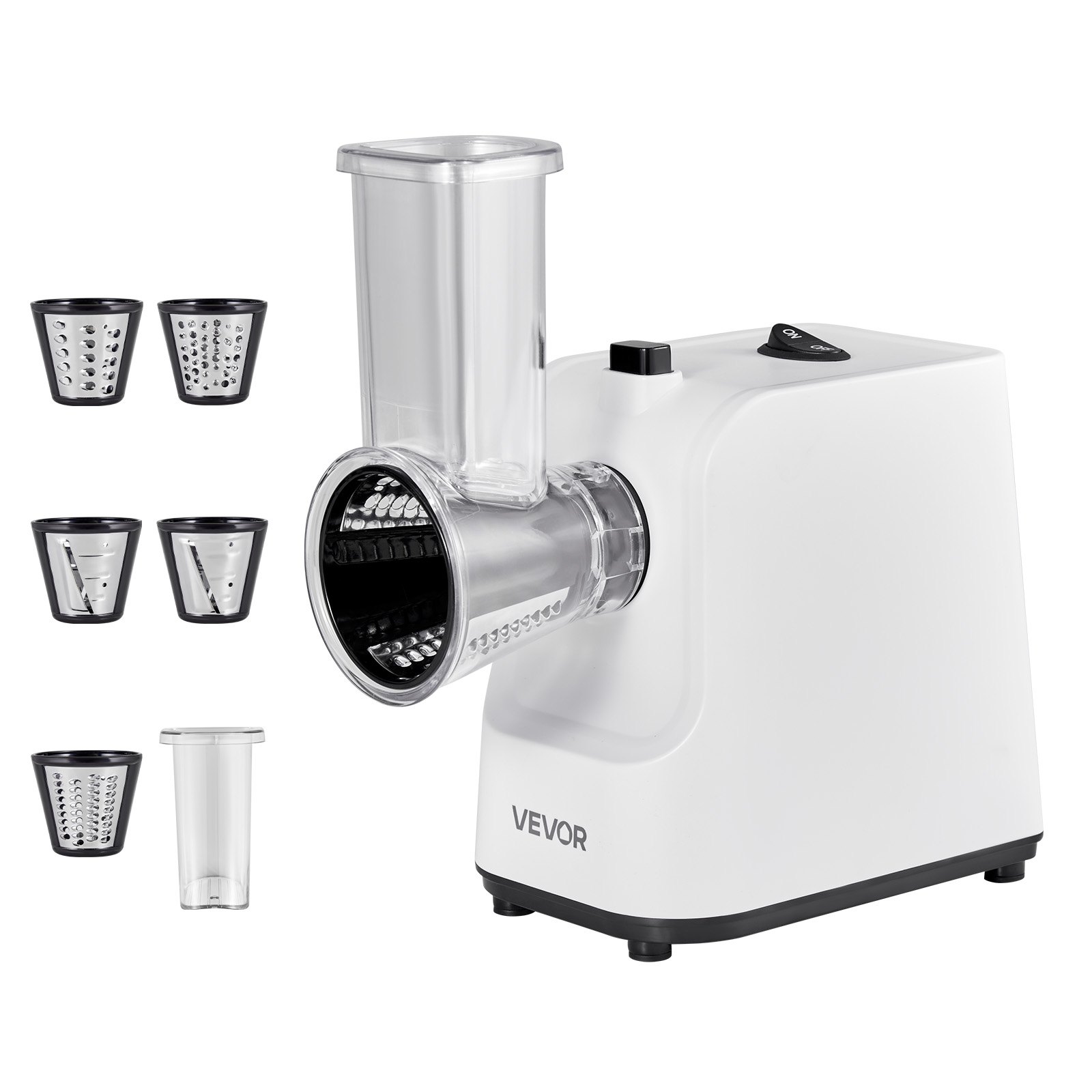 VEVOR Electric Cheese Grater Salad Maker, 200W Salad Shooter, Electric Vegetable Slicer Shredder Chopper for Fruits with 5 Attachments, Stainless Steel Food Cutter for Vegetables, and Cheeses