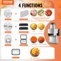 VEVOR Electric Vegetable Slicer, 4 in 1 Multifunctional Food Cutter, 200W Vegetable Chopper for Slicing Shredding Dicing and Slitting, with Cut-Resistant Gloves, for Commercial and Home Use