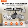 VEVOR Hanging Pot Rack, 32 inch Hanging Pot Rack Ceiling Mount, Ceiling Pot Rack with 12 S Hooks, 80 lbs Loading Weight, Ideal for Home, Restaurant, Kitchen Cookware, Utensils