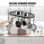 VEVOR Hanging Pot Rack, 32 inch Hanging Pot Rack Ceiling Mount, Ceiling Pot Rack with 12 S Hooks, 80 lbs Loading Weight, Ideal for Home, Restaurant, Kitchen Cookware, Utensils