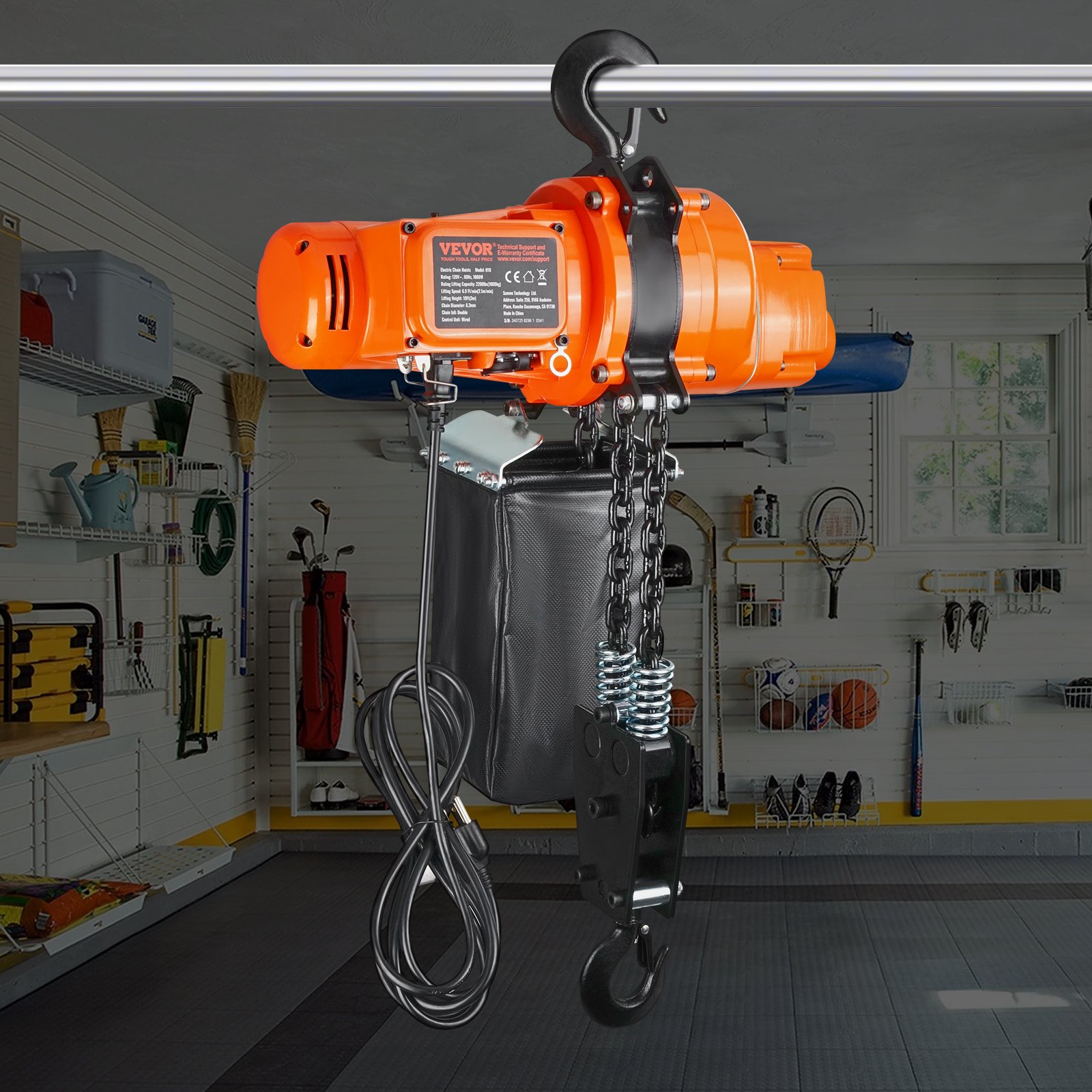 VEVOR Electric Chain Hoist Single Phase Crane Hoist 997.9 kg Load 304.8 cm Lifting