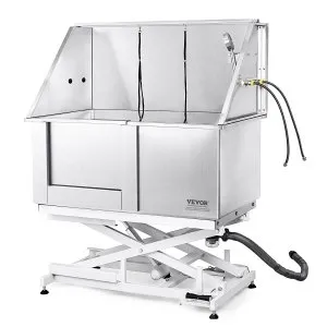 VEVOR 50″ Pet Dog Bathing Station Electric Height Adjustment, Professional Stainless Steel Dog Grooming Tub w/ Soap Box, Faucet,Rich Accessory,Bathtub for Multiple Pets, Washing Sink for Home(Left) | VEVOR US