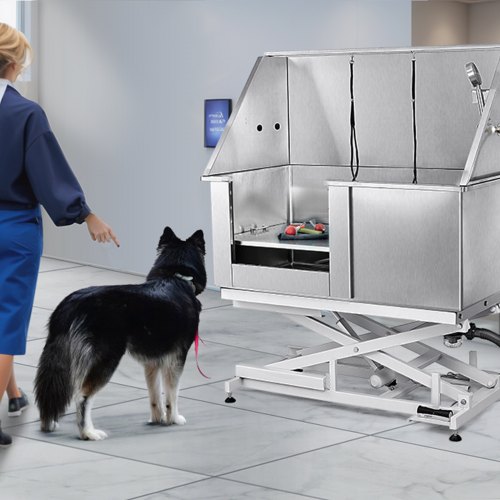 VEVOR 38 In. Pet Dog Bathing Station W/Ramp Professional Stainless Steel Dog Grooming Tub Pet Furniture Cover Right BXGCWYG38YHLFA377V0 - The Home Depot