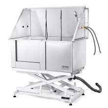 VEVOR 50" Pet Dog Bathing Station Electric Height Adjustment, Professional Stainless Steel Dog Grooming Tub w/ Soap Box, Faucet,Rich Accessory,Bathtub for Multiple Pets, Washing Sink for Home(Left)