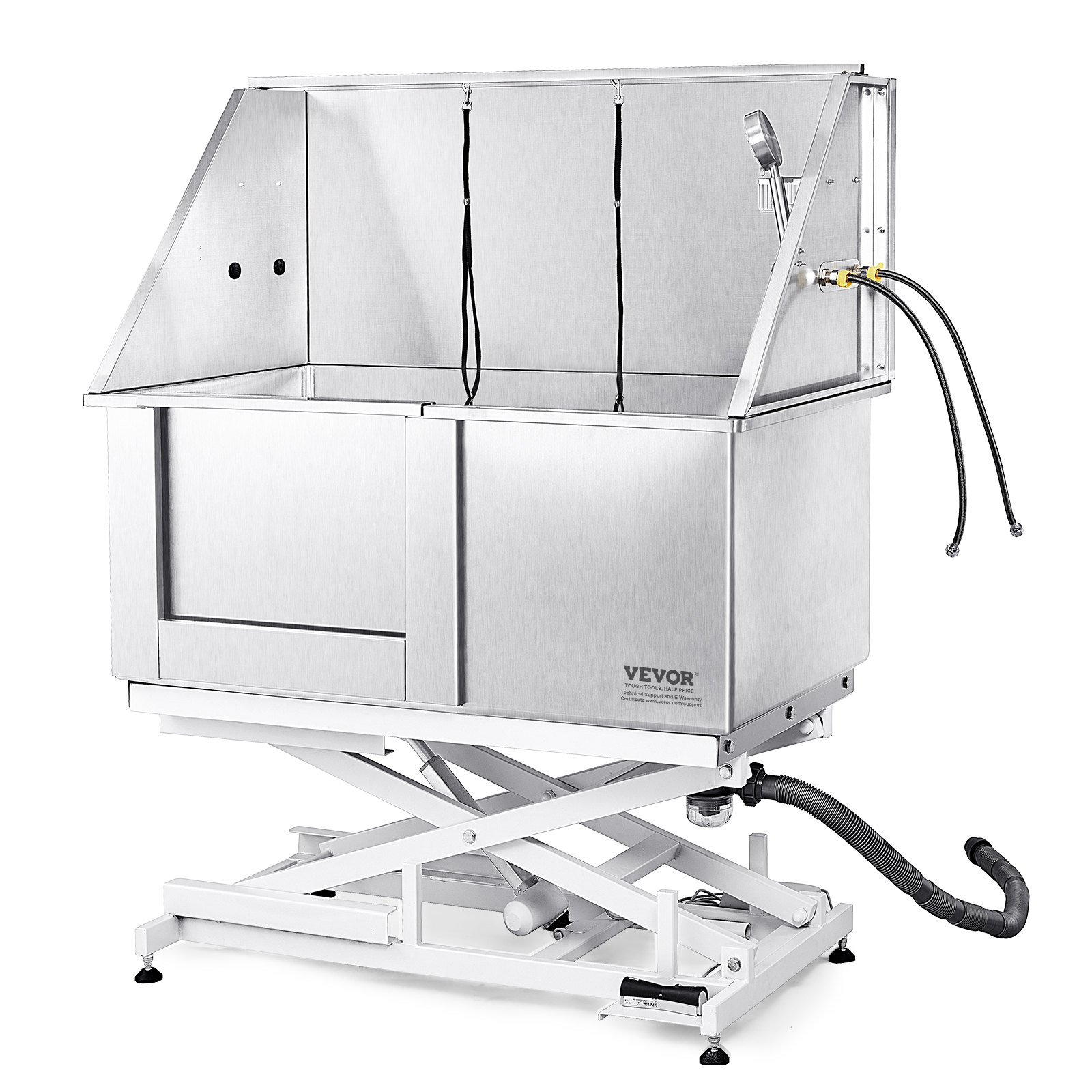 Sweiko 1.27M Pet Dog Bathing Station Electric Height Adjust, Professional Stainless Steel Dog Grooming Tub w/ Soap Box, Faucet,Rich Accessory,Bathtub for Multiple Pets, Washing Sink for Home(Left)