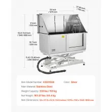 50 Inch Electric Dog Grooming Bath Tub Stainless Steel w Water Filter