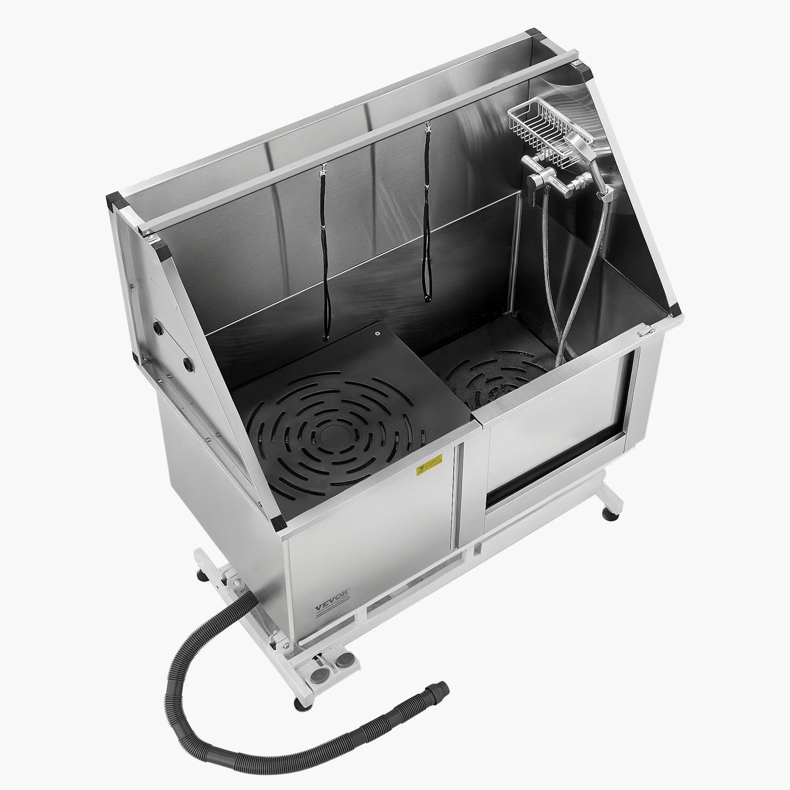 VEVOR Electric Lift Dog Washing Station, 127 cm Professional Stainless Steel Pet Grooming Tub w/ PE Water Filter Board, Faucet & Showerhead Dog Bathtub Washing Sink for Multiple Pets (Right Door)