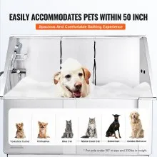 VEVOR 50" Pet Dog Bathing Station Electric Height Adjustment, Professional Stainless Steel Dog Grooming Tub w/ Soap Box, Faucet,Rich Accessory,Bathtub for Multiple Pets, Washing Sink for Home(Right)