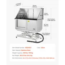 50inch Electric Dog Grooming Bath Tub Stainless Steel w Water Filter Left