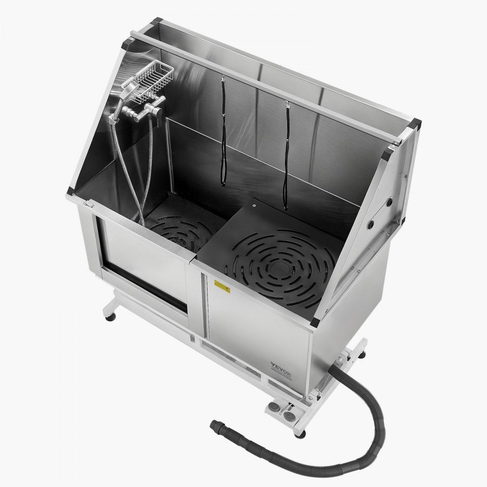 VEVOR Electric Lift Dog Washing Station, 127 cm Professional Stainless Steel Pet Grooming Tub w/ PE Water Filter Board, Faucet & Showerhead Dog Bathtub Washing Sink for Multiple Pets (Left Door)