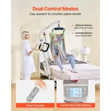 VEVOR Electric Patient Lift, Folding Patient Transfer Lift with U-Shaped Sling, Height & Width Adjustable Medical Transfer Assist with 4 Wheels & Handle Controller for Disabled Bedridden, 400LBS