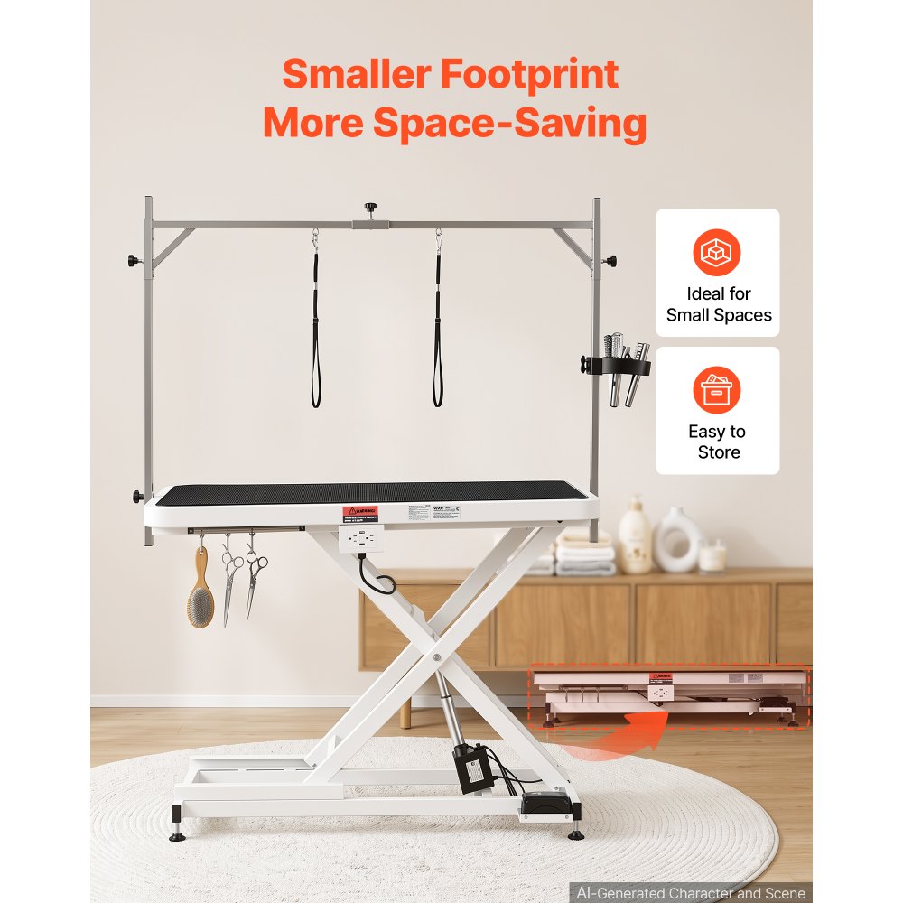 VEVOR Electric Pet Grooming Table, 50 inch Heavy Duty Dog Grooming Station, Upgraded Professional Stand for Large Dogs, Bathing, Trimming, Drying, Height Adjustable, 400 lbs Load, Hooks & Storage Rack