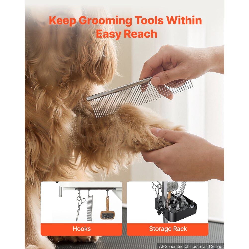 VEVOR Electric Pet Grooming Table, 50 inch Heavy Duty Dog Grooming Station, Upgraded Professional Stand for Large Dogs, Bathing, Trimming, Drying, Height Adjustable, 400 lbs Load, Hooks & Storage Rack